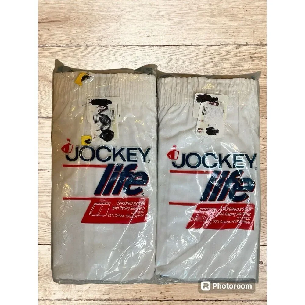 Jockey Life Tapered Boxer White Cotton‎ Blend Size 40 Mens 1994